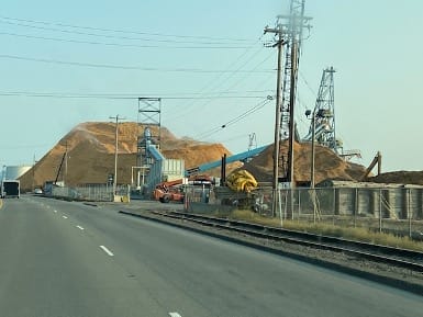 Mountain of chips at a biomass facility in Oregon